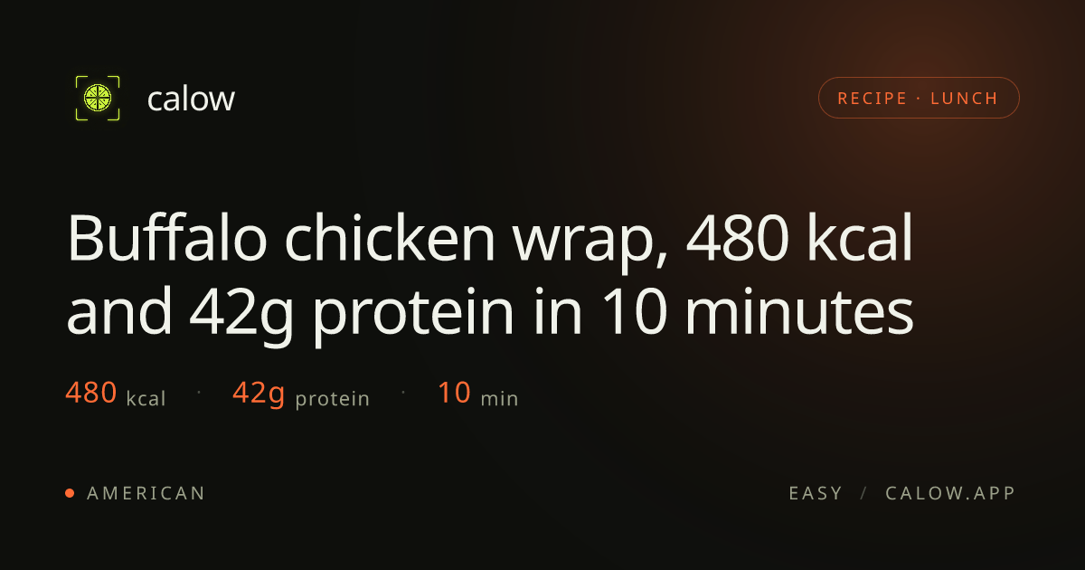 Buffalo chicken wrap, 480 kcal and 42g protein in 10 minutes · Calow